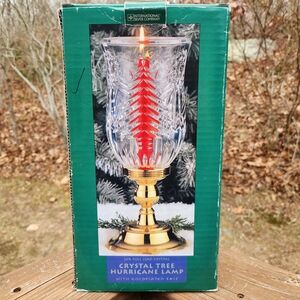 International Silver Co. 24% Lead Crystal Tree Hurricane Lamp With Box
